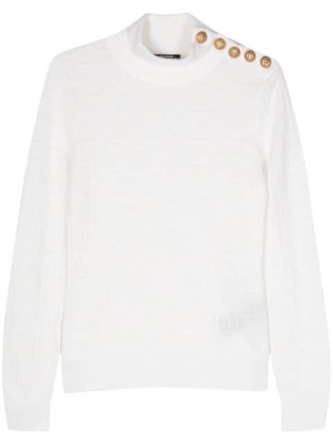 PB-monogram ribbbed jumper by BALMAIN
