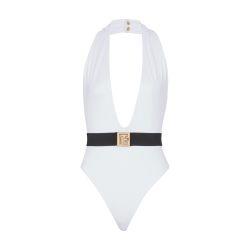 PB one-piece swimsuit with belt by BALMAIN
