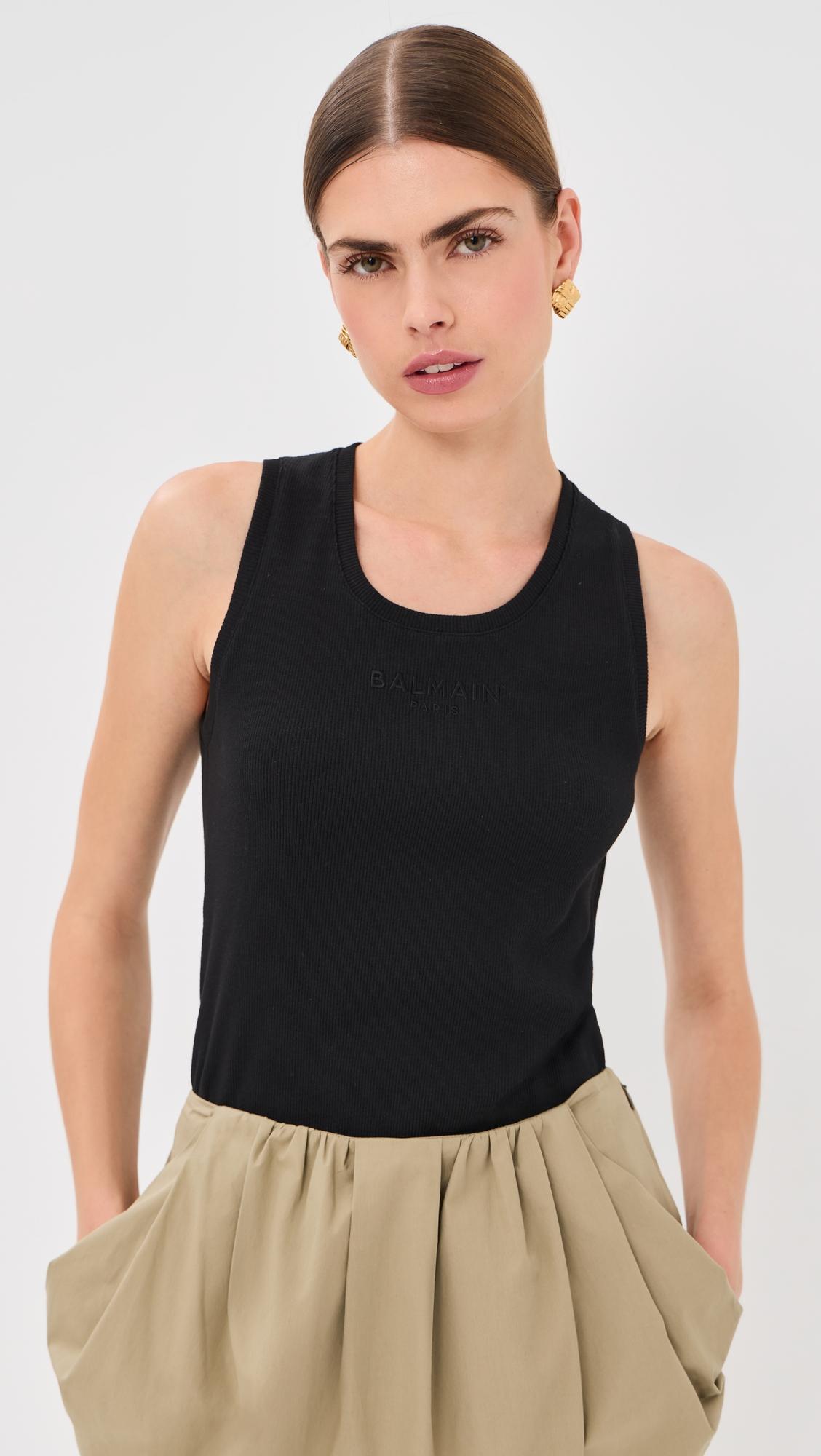 Paris Embroidered Jersey Tank Top by BALMAIN