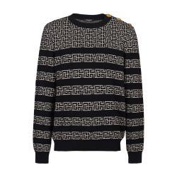 Pb Labyrinthe monogram wool and linen sailor sweater by BALMAIN