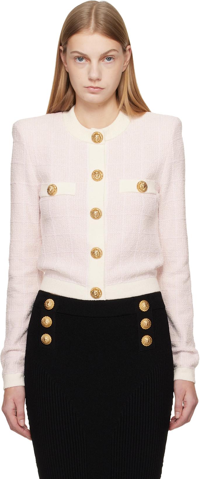 Pink Light Tweed Cardigan by BALMAIN