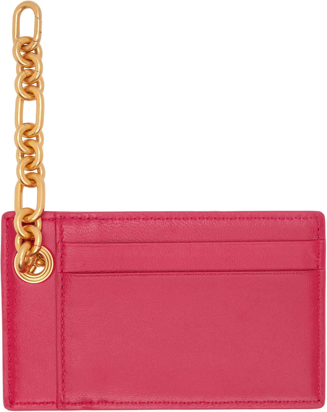 Pink Pulse Lambskin Leather Card Holder by BALMAIN