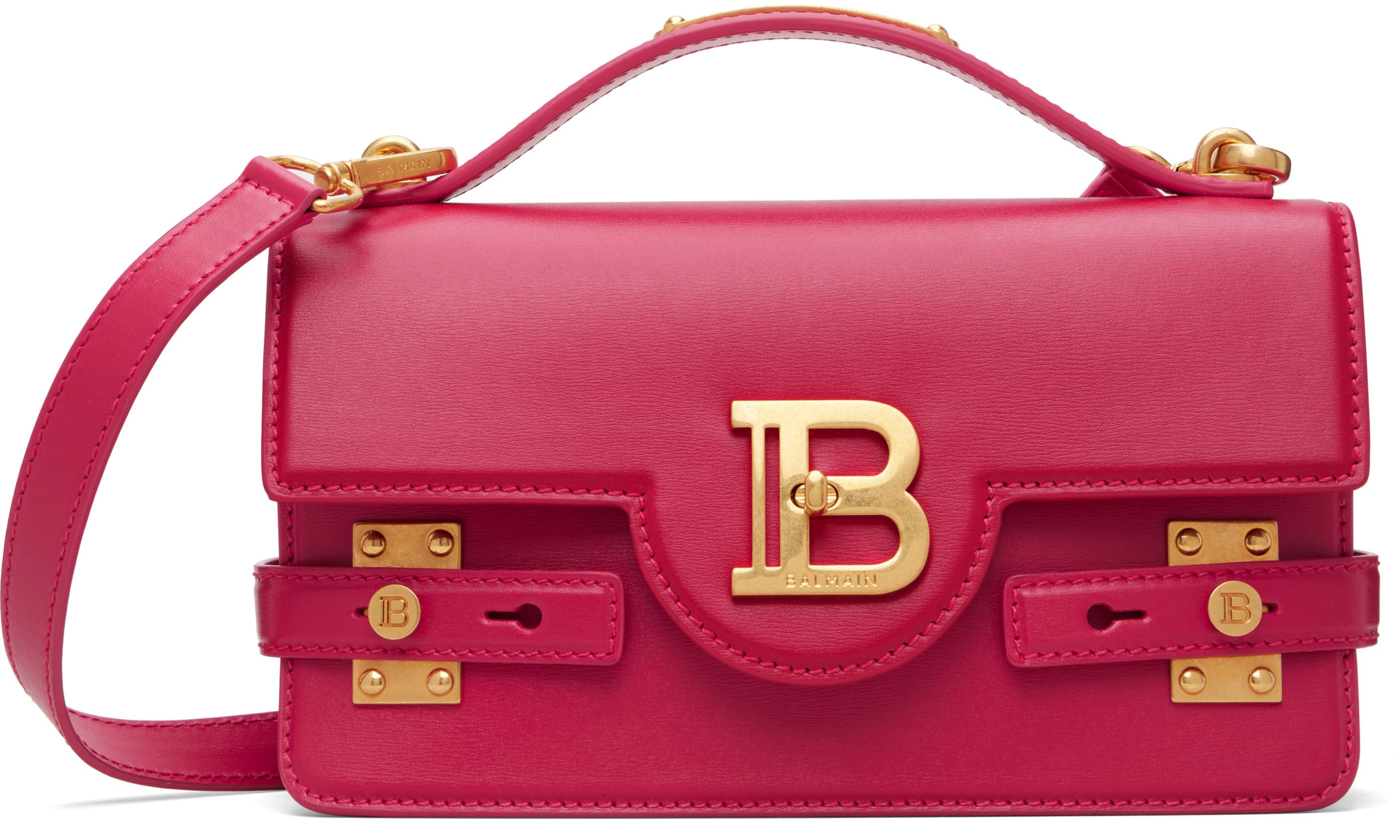 Pink Smooth Leather B-Buzz 24 Bag by BALMAIN