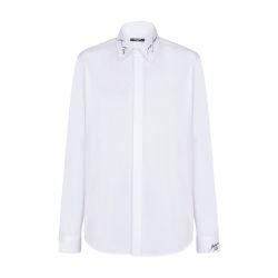 Poplin shirt with embroidered collar by BALMAIN