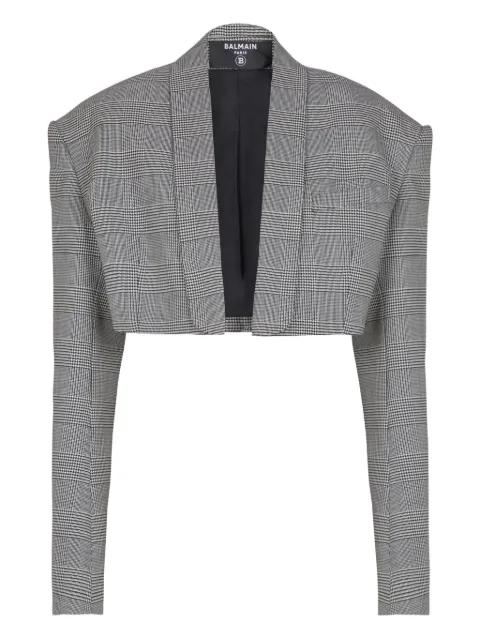 Prince of Wales jacquard crop jacket by BALMAIN