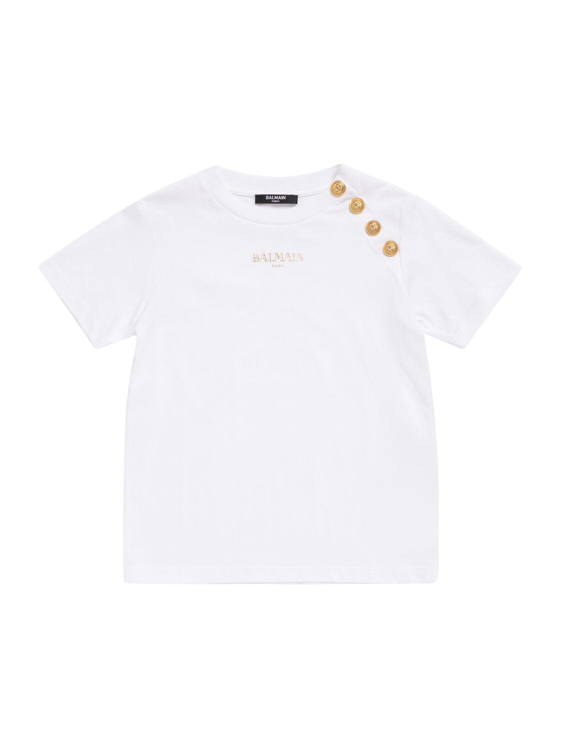 Printed Cotton Jersey T-shirt by BALMAIN