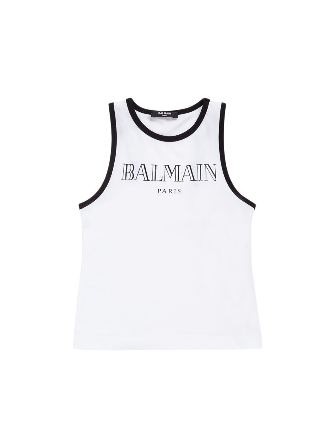 Printed Jersey Tank Top by BALMAIN