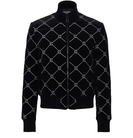 Quilted Rhinestone Bomber Jacket by BALMAIN