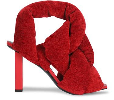Red quilted chenille velvet Ulla sandals by BALMAIN