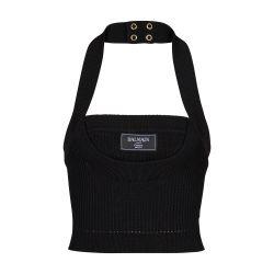 Ribbed knit halterneck top by BALMAIN