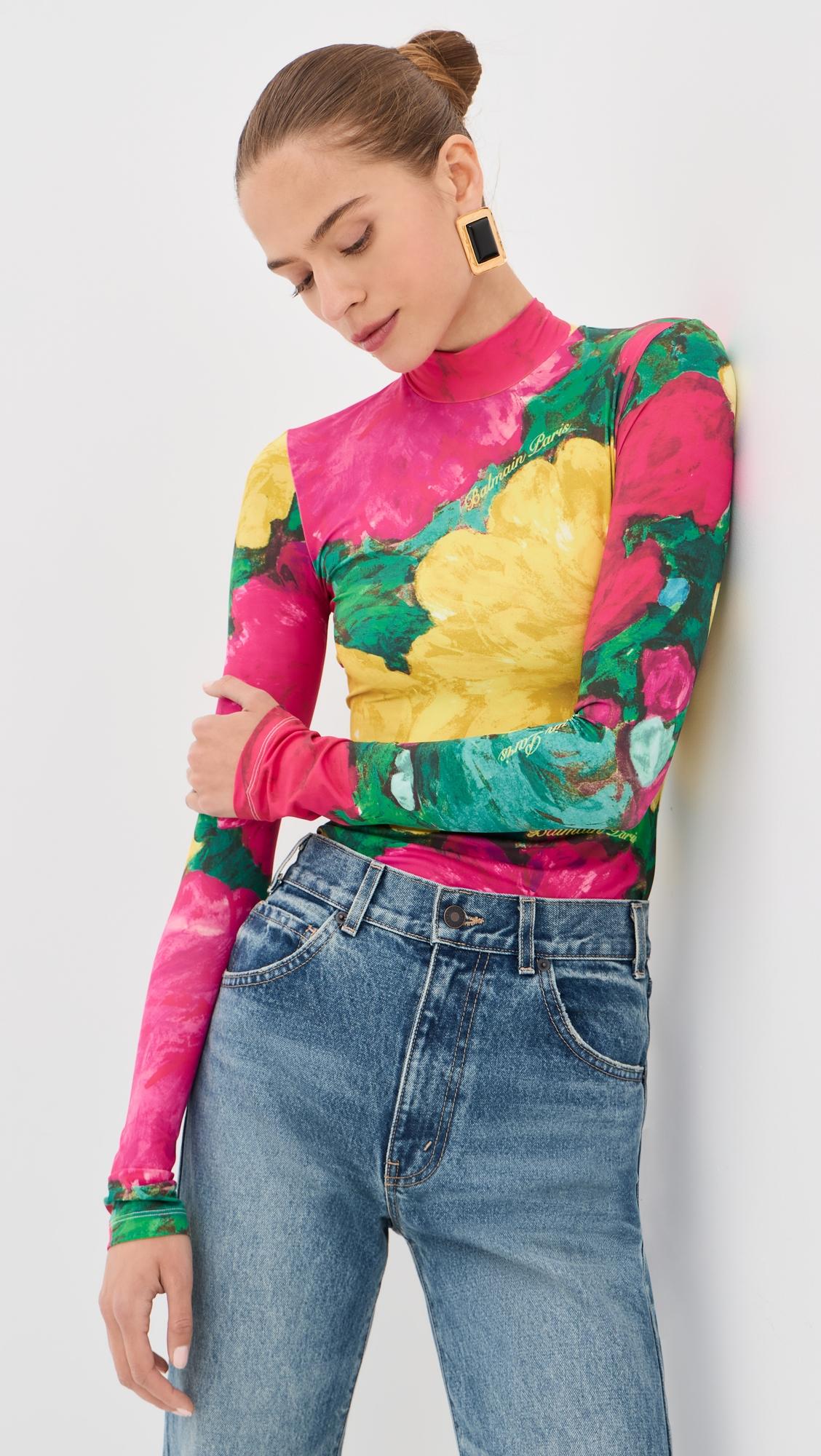 Second Skin Roses Print Jersey Top by BALMAIN