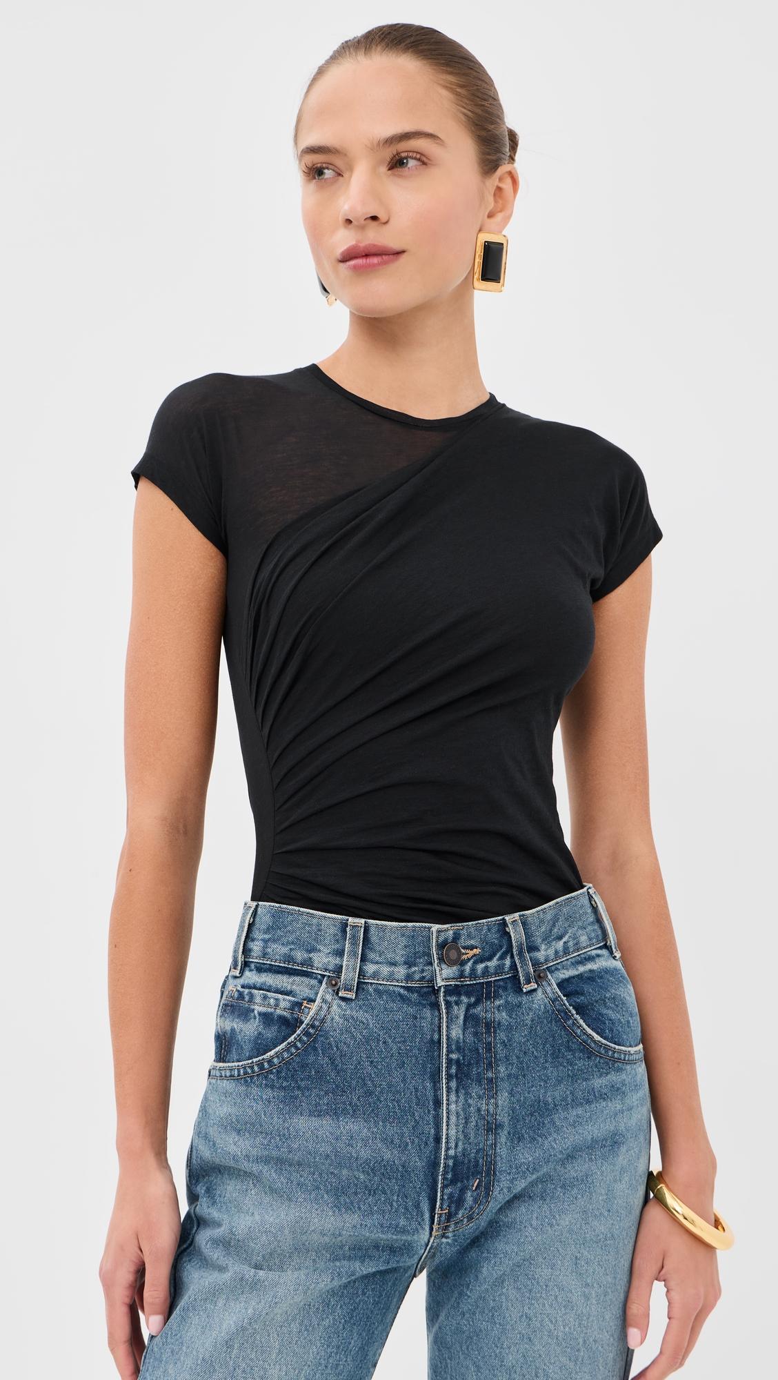 See Through Draped Jersey Top by BALMAIN