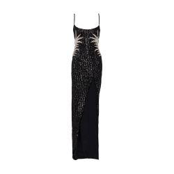 Sequin and palm tree embroidered maxi dress by BALMAIN