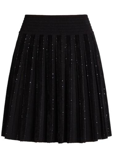 Sequin-embellished stretch-knit mini skirt by BALMAIN