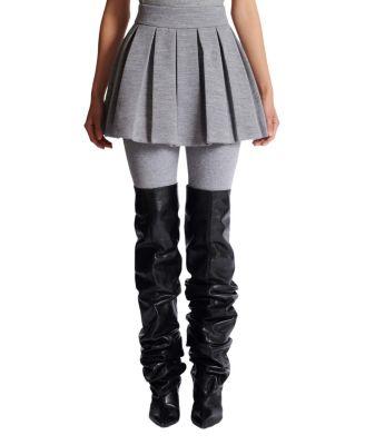 Short Pleated Cotton Knit Skirt by BALMAIN