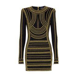 Short dress with golden bead embroidery by BALMAIN