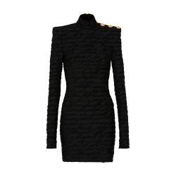 Short love letter jacquard knit dress by BALMAIN