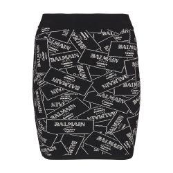 Short skirt in Balmain label jacquard knit by BALMAIN
