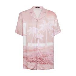 Short-sleeved pyjama shirt in postcard print twill by BALMAIN