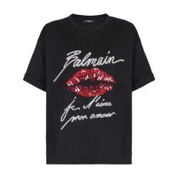 Short-sleeved t-shirt with Kiss embroidery by BALMAIN