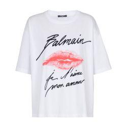 Short-sleeved t-shirt with kiss print by BALMAIN