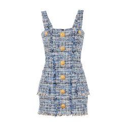 Short tweed dress with straps by BALMAIN