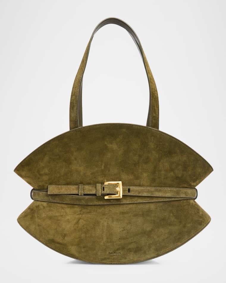 Shuffle Medium Suede Shoulder Bag by BALMAIN