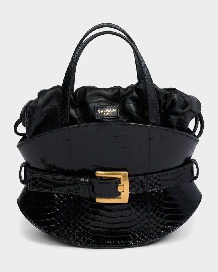 Shuffle Mini Embossed Leather Crossbody Bag by BALMAIN