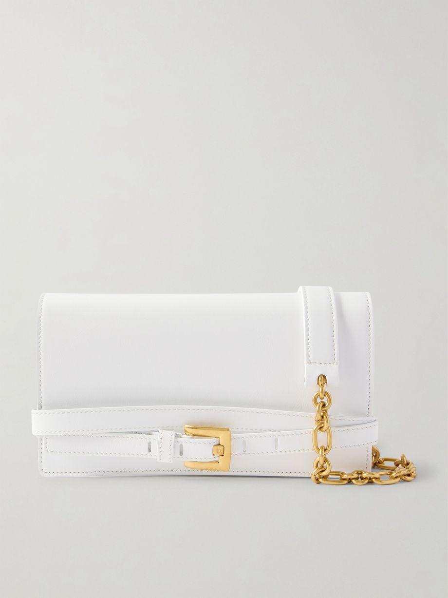 Shuffle buckled leather shoulder bag by BALMAIN