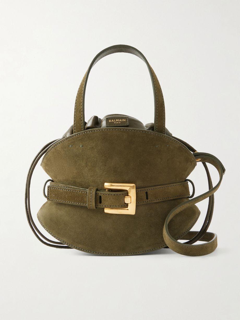 Shuffle mini suede shoulder bag by BALMAIN