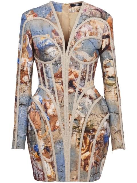 Sky-print linen dress by BALMAIN