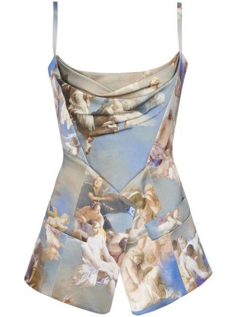 Sky-print tailored corset top by BALMAIN