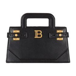 Small B-Buzz Top Handle bag in calfskin by BALMAIN