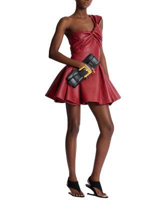 Smooth Leather One-Shoulder Dress by BALMAIN