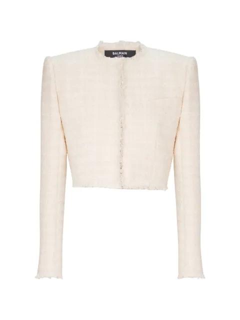 Spencer tweed cropped jacket by BALMAIN