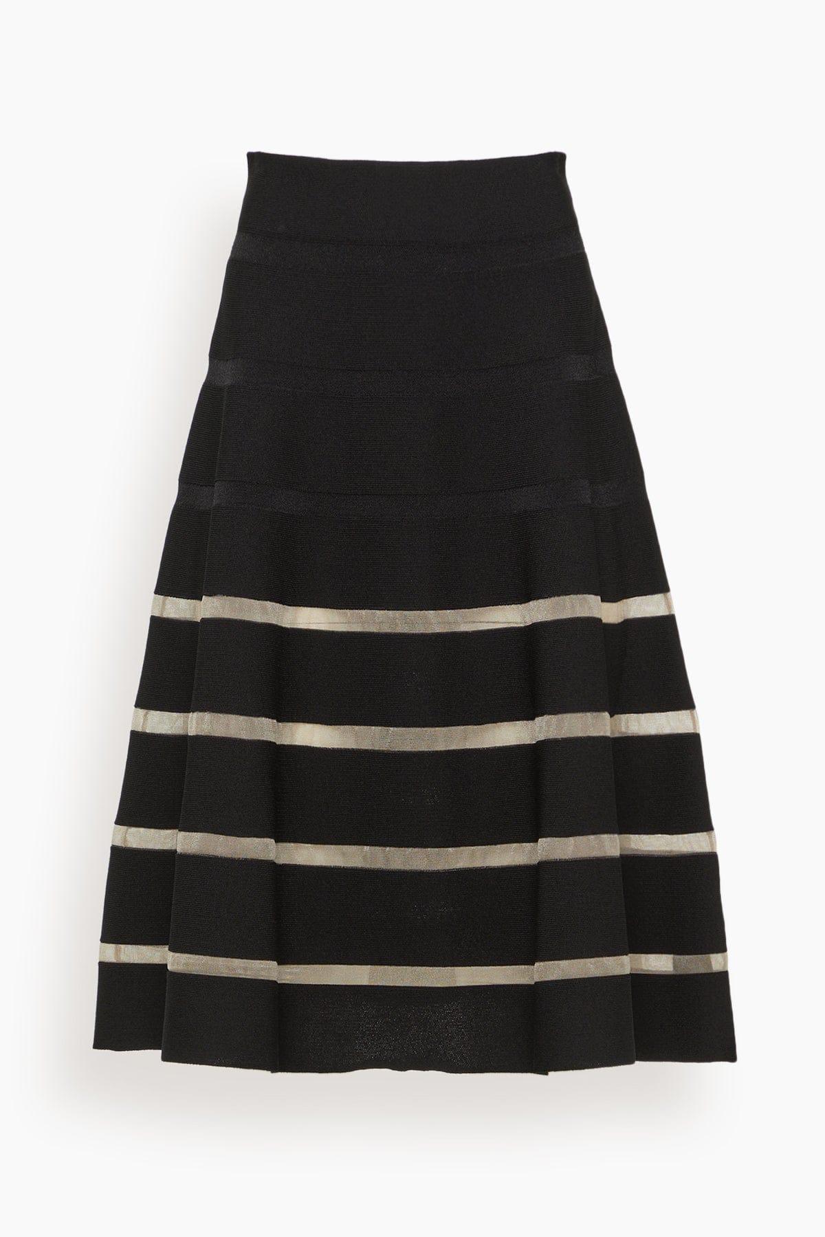 Stripe Knit Flare Skirt in Black by BALMAIN