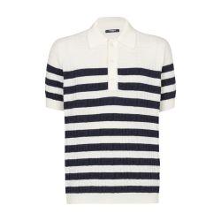 Striped knit polo shirt with monogram by BALMAIN