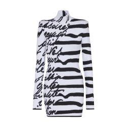 Striped love letter jacquard knit dress by BALMAIN