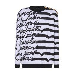Striped love letter knit jumper by BALMAIN