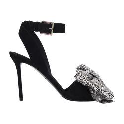 Suede Ruby sandals with rhinestone bows by BALMAIN