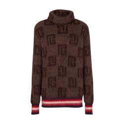 Sweater in brushed mohair with monogram print by BALMAIN
