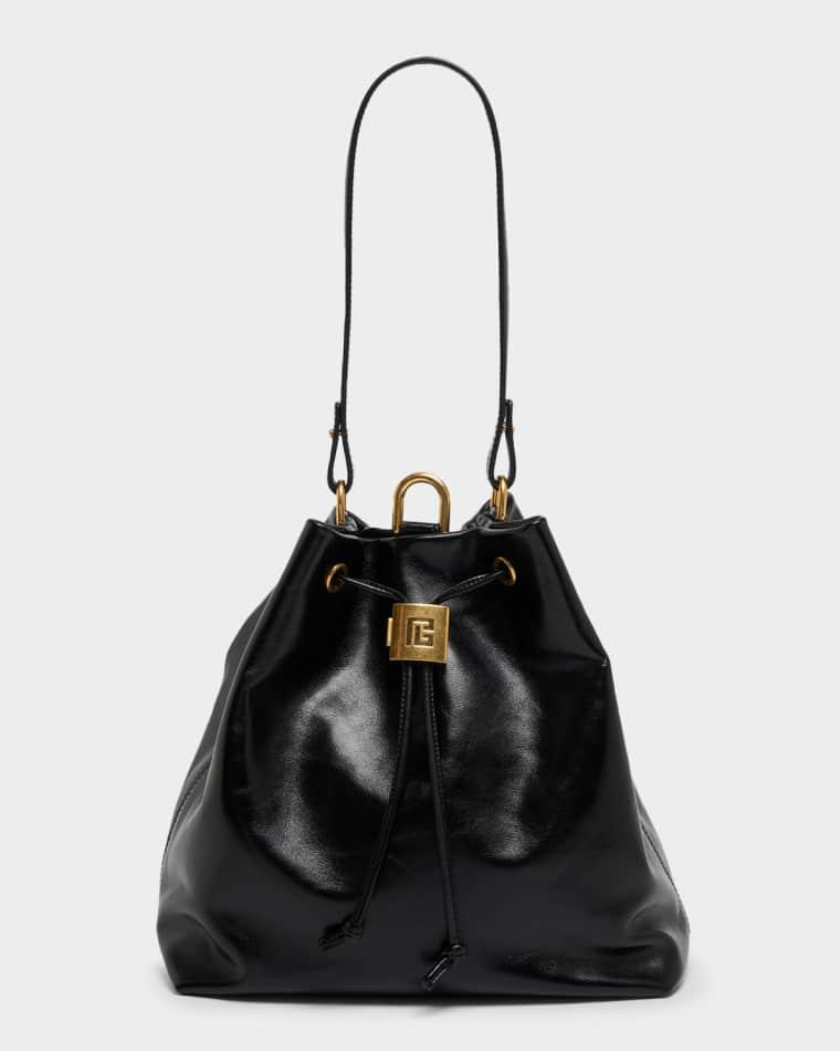 Sync Drawstring Backpack in Leather by BALMAIN