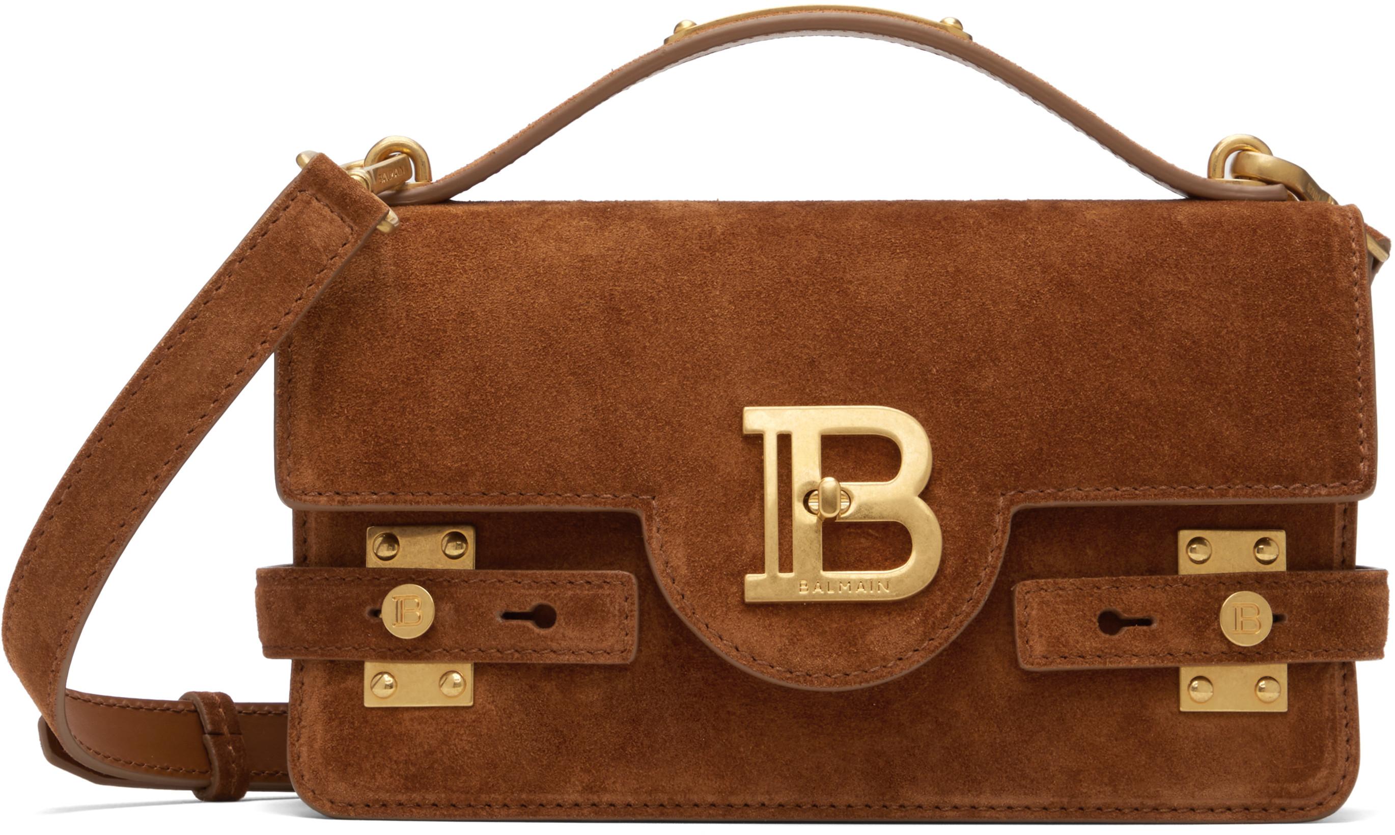 Tan Suede B-Buzz 24 Bag by BALMAIN