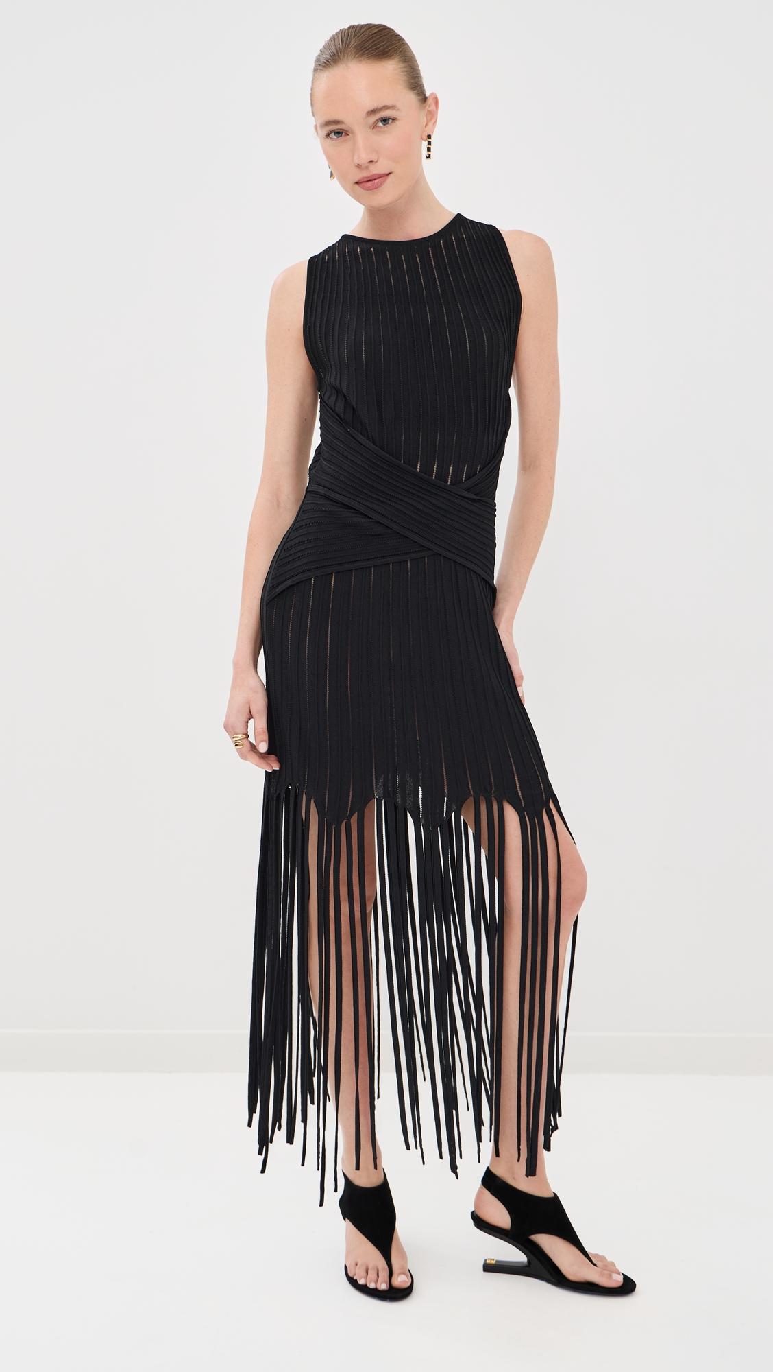 Thin Fringed Knit Dress by BALMAIN