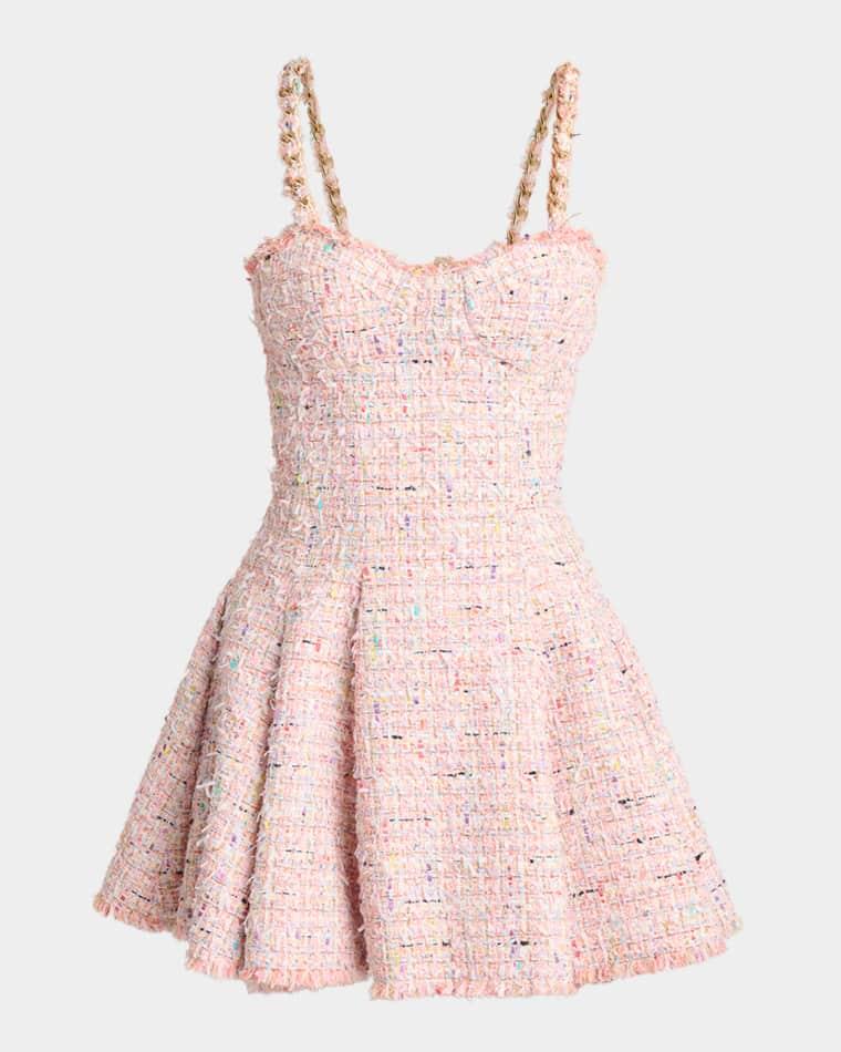 Tweed Sleeveless Flared Mini Dress by BALMAIN