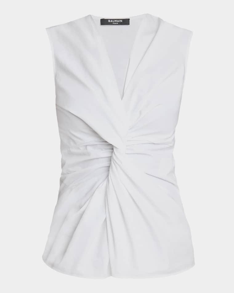 Twisted Cotton Sleeveless Top by BALMAIN