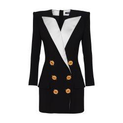 Two-tone short crepe dress by BALMAIN