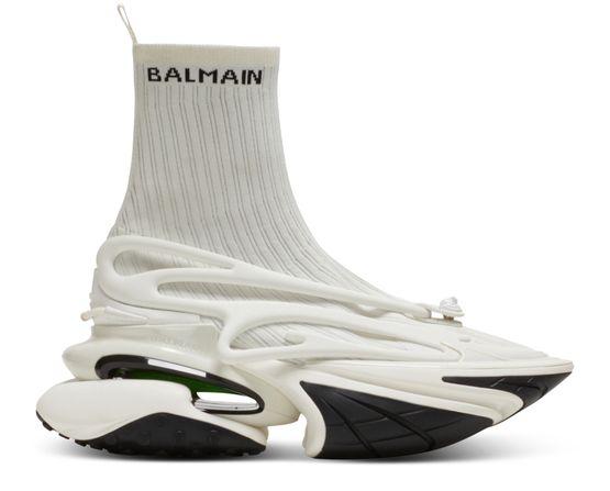 Unicorn mesh and leather sneakers by BALMAIN
