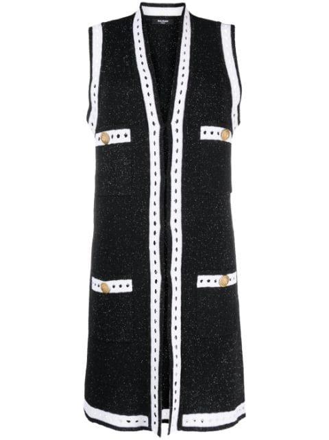 V-neck contrasting-border cardigan by BALMAIN