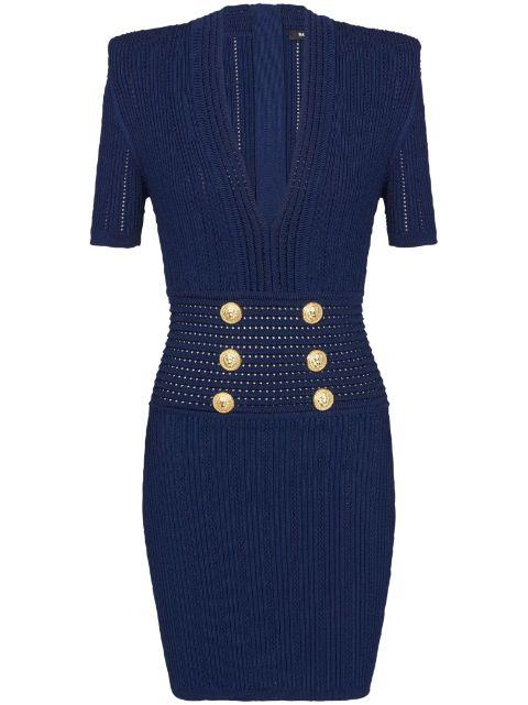 V-neck knitted dress by BALMAIN